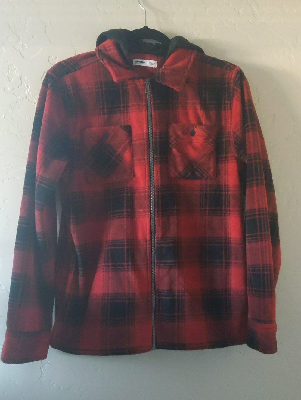 Sonoma Red and Black Plaid Zip Jacket